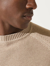 Pull beige col rond jeux de point - IZAC