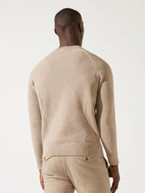 Pull beige col rond jeux de point - IZAC