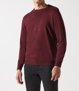 Pull col rond rayé épaule boutonnée bordeaux - IZAC