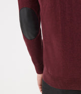 Pull col rond rayé épaule boutonnée bordeaux