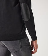 Pull col rond épaule boutonnée noir - IZAC