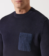 Marine round neck sweater with pocket