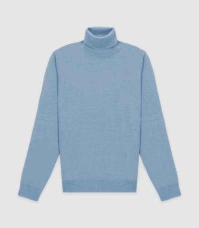 Pull col roulé bleu ciel - IZAC