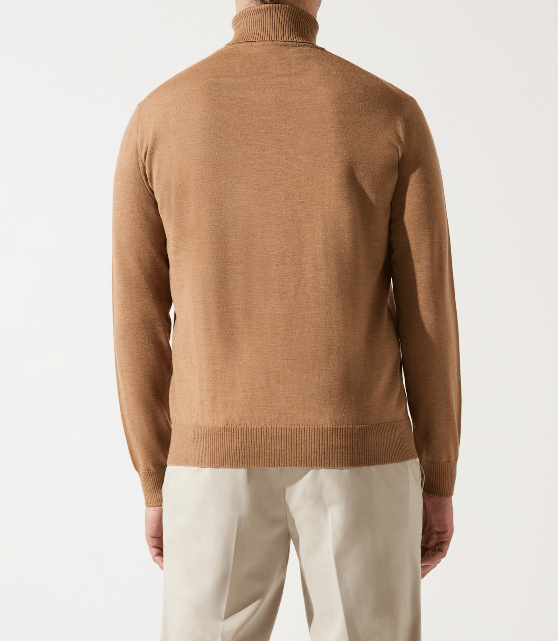 Pull col roulé camel 100% mérinos - IZAC