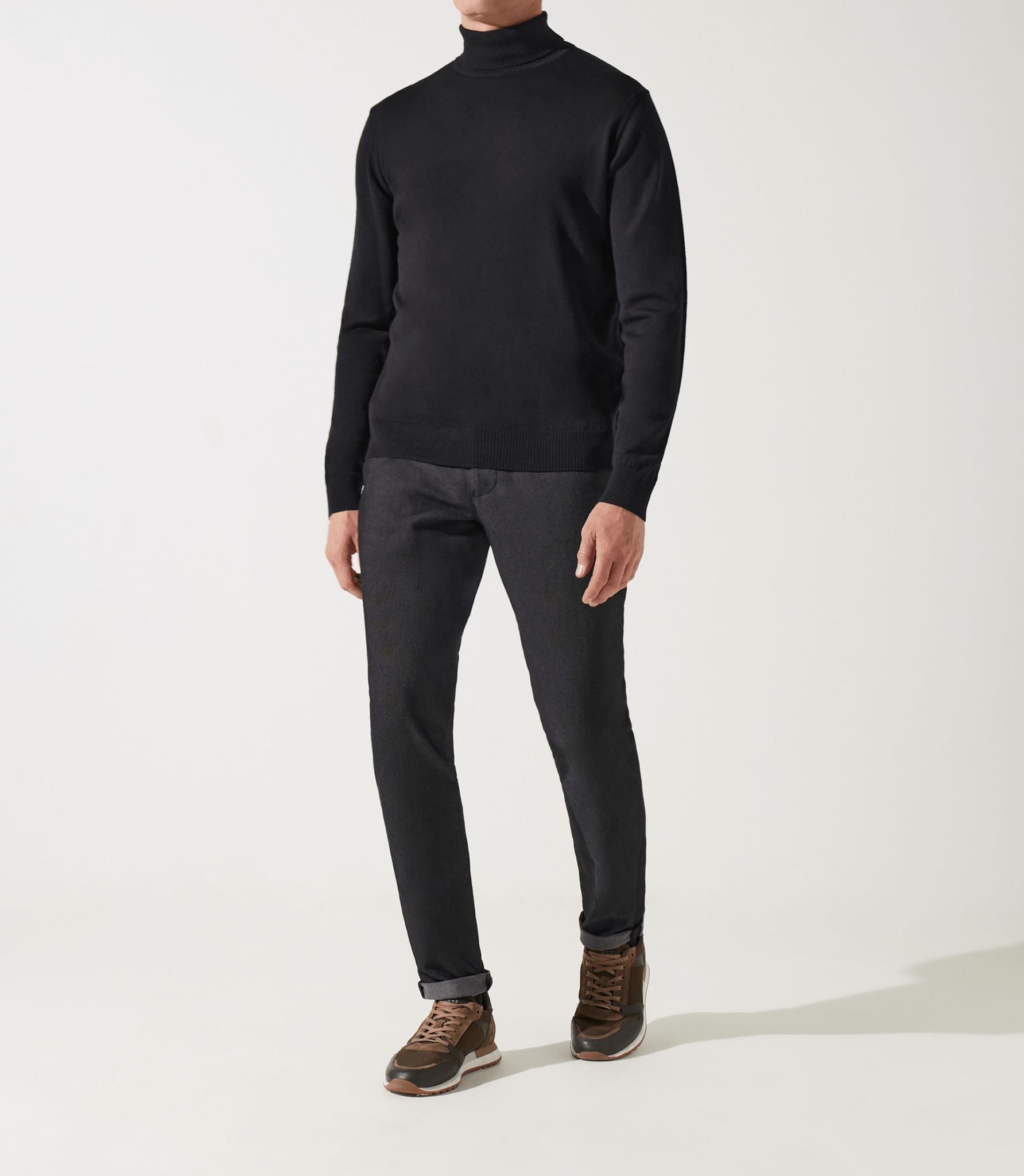 Pull col roulé noir 100% mérinos - IZAC