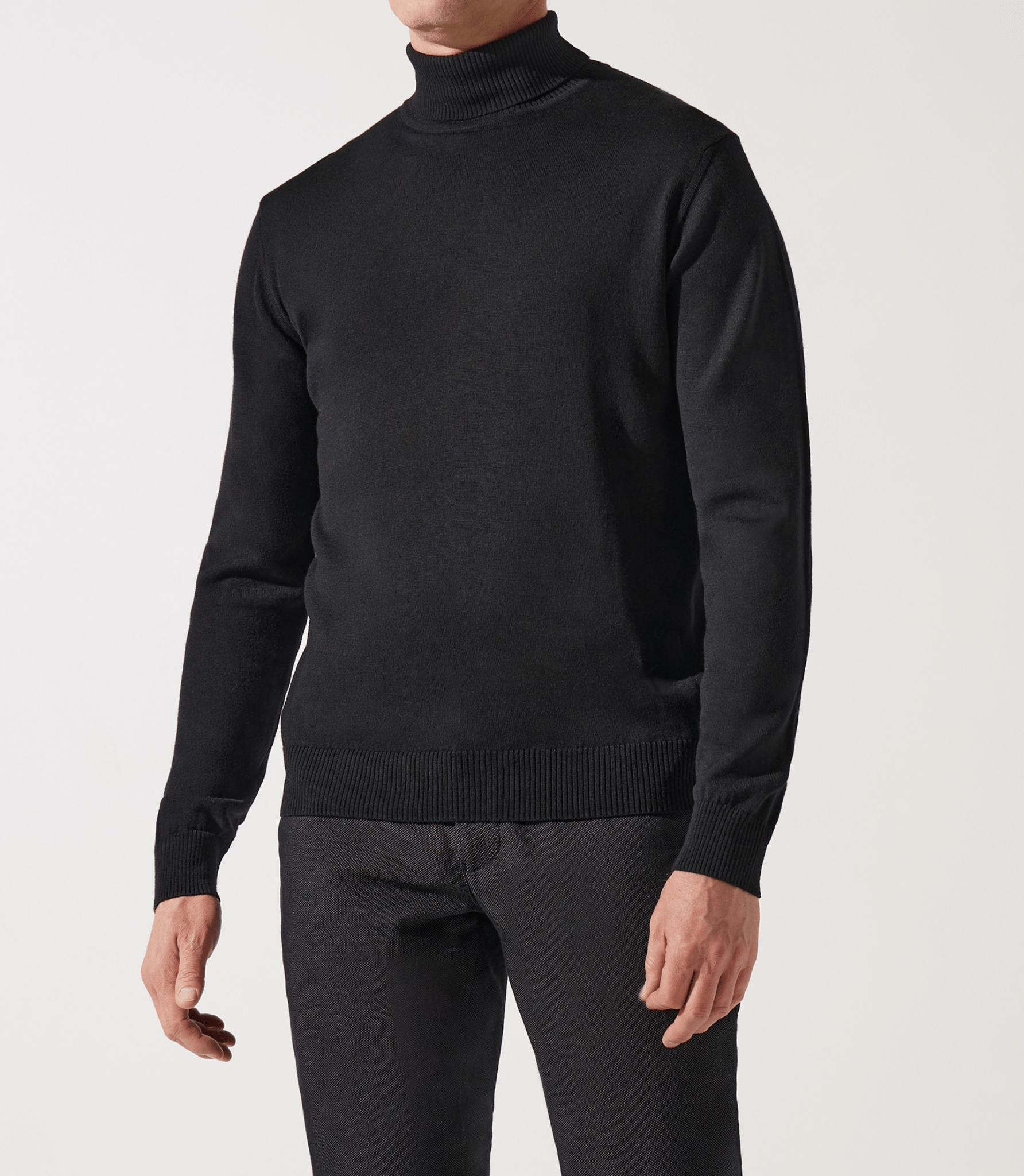 Pull col roulé noir 100% mérinos - IZAC