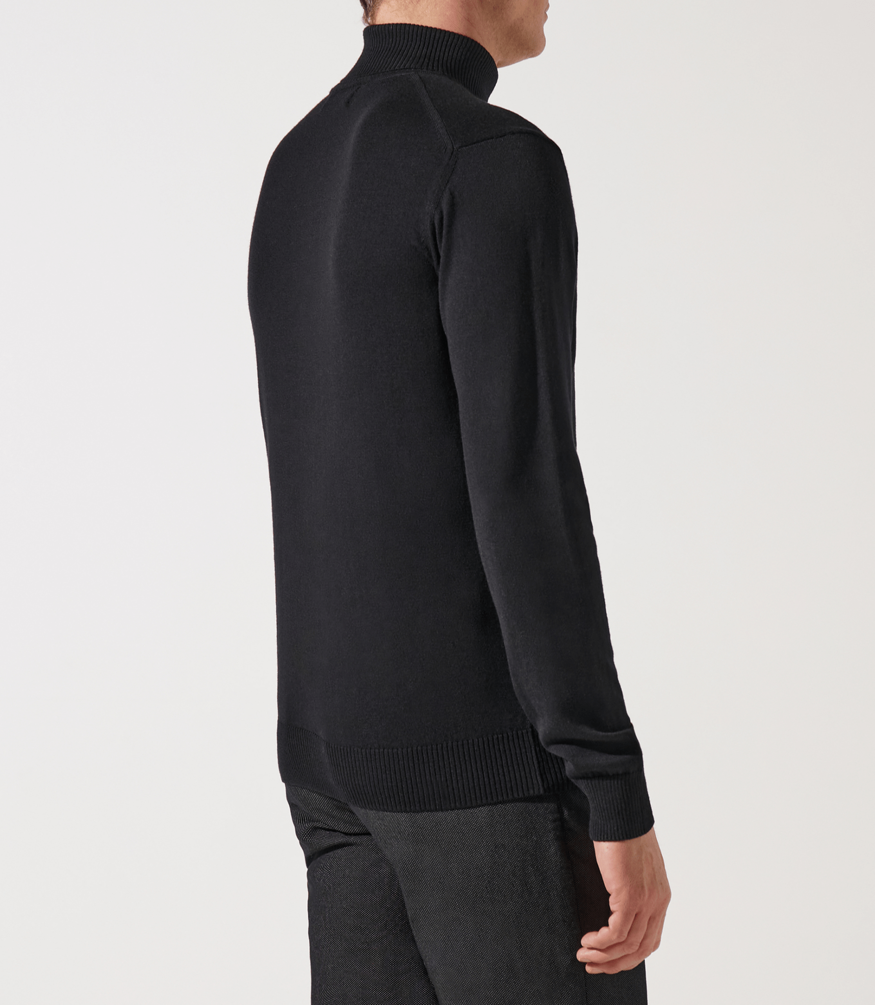 Pull col roulé noir 100% mérinos - IZAC