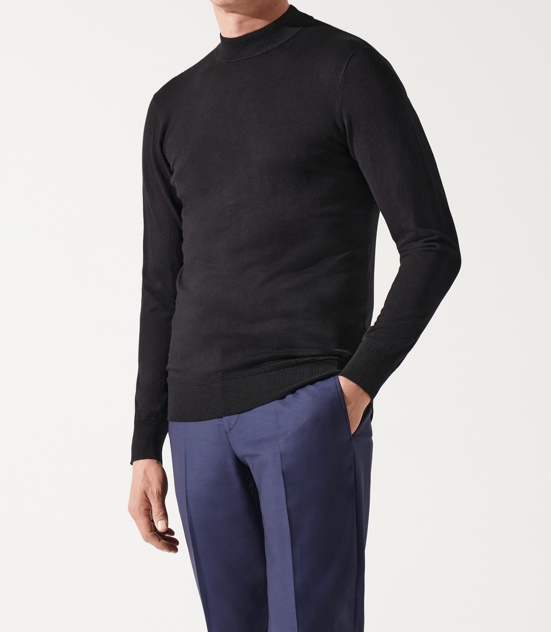 Pull col rond rayé noir - IZAC