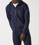 Zipped navy hood