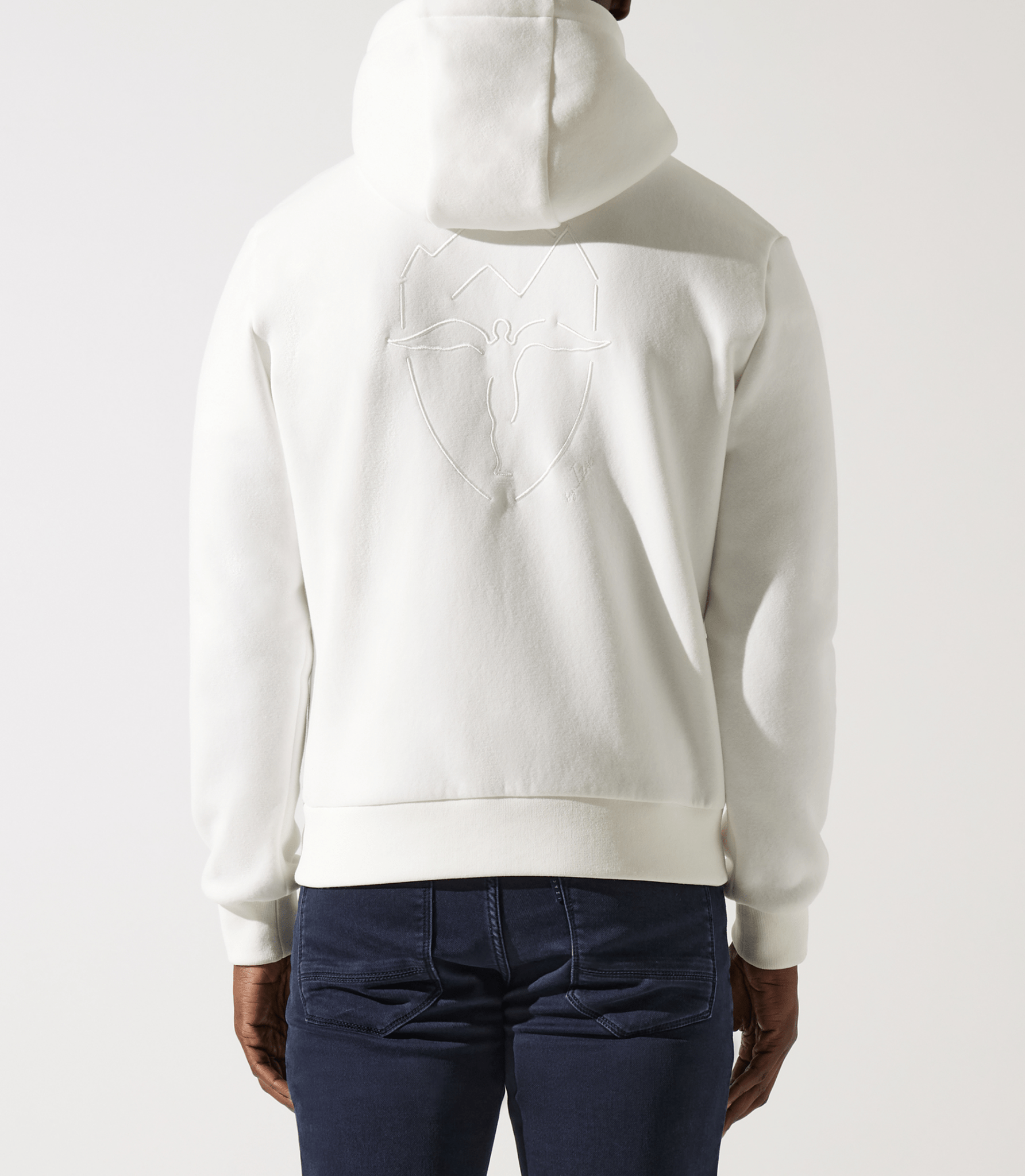 Sweat zippé brodé à capuche beige - IZAC