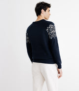 Pull en jacquard col rond marine - IZAC