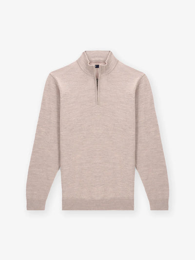 Pull col zip beige rose - IZAC