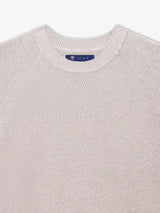 Pull col rond jeux de point beige - IZAC