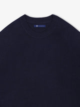 Pull col rond jeux de point marine - IZAC