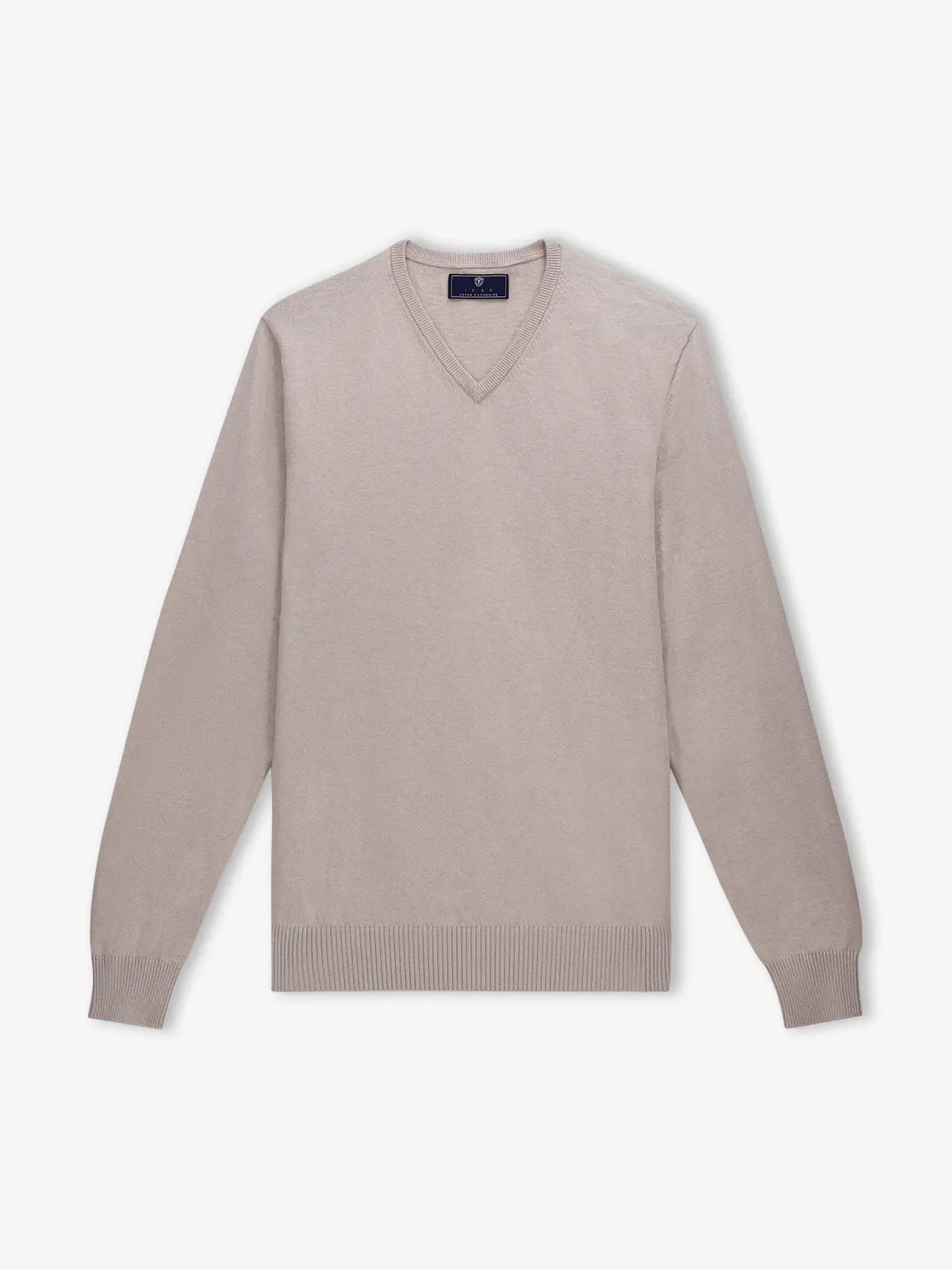 Pull col V beige foncé - IZAC