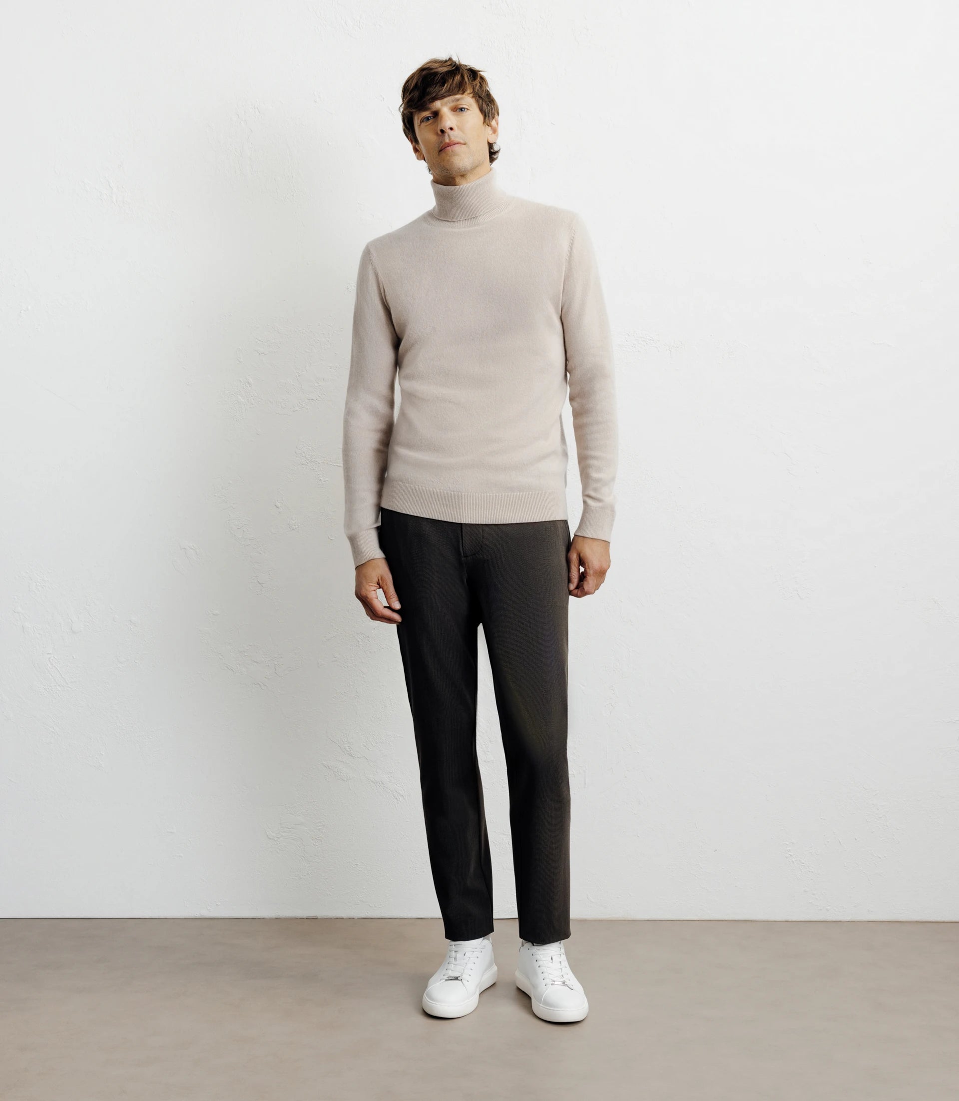 Pull col roulé 100% cachemire beige - IZAC