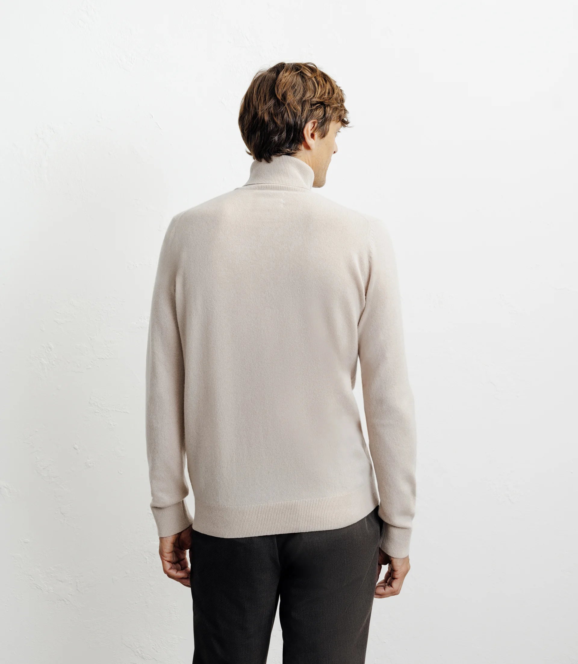 Pull col roulé 100% cachemire beige - IZAC