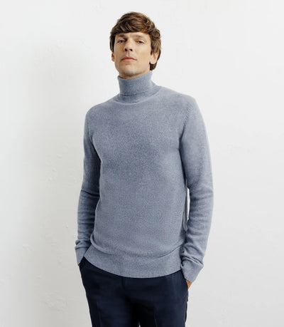 Pull col roulé 100% cachemire indigo - IZAC