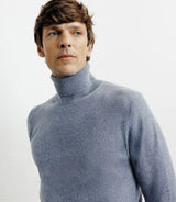 Pull col roulé 100% cachemire indigo - IZAC