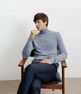 Pull col roulé 100% cachemire indigo - IZAC