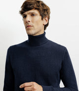 Pull col roulé 100% cachemire marine - IZAC
