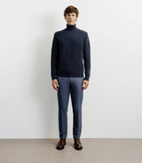 Pull col roulé 100% cachemire marine - IZAC