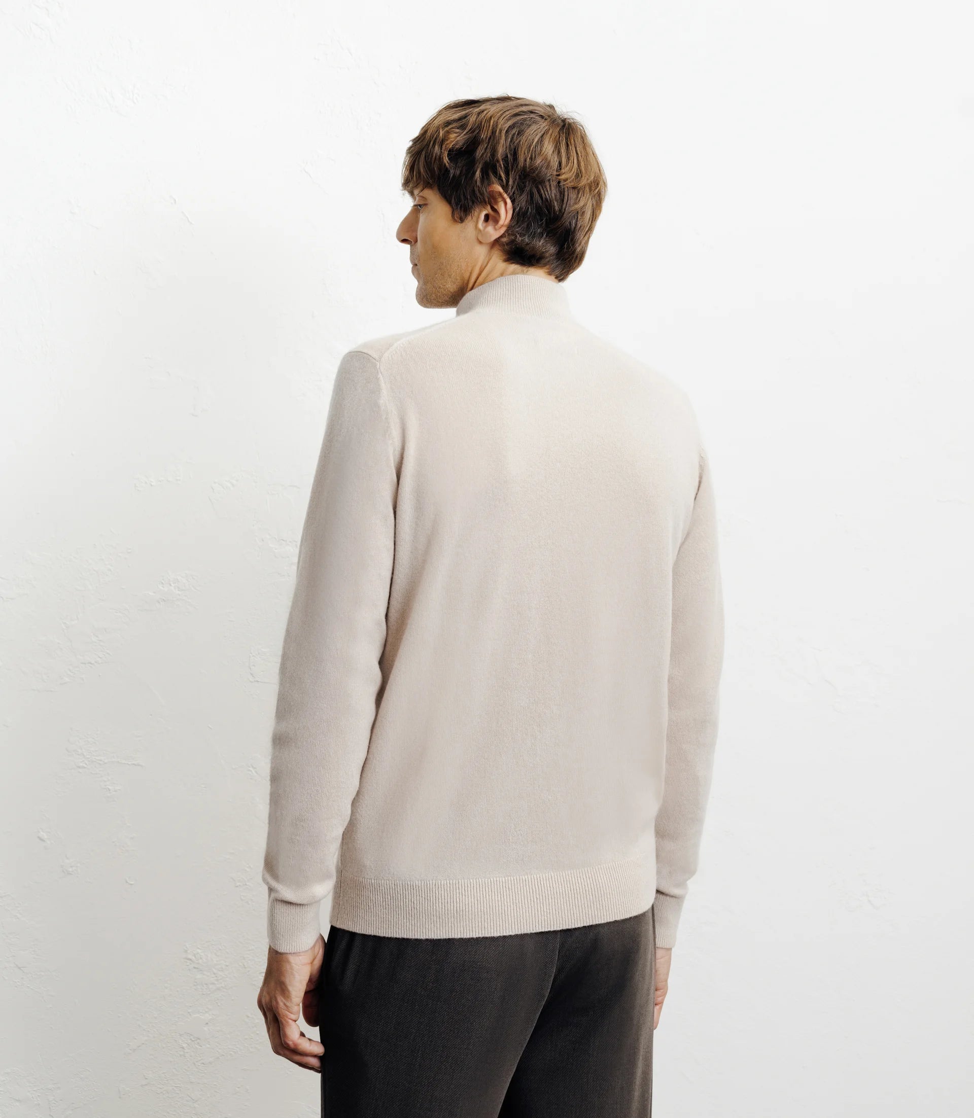 Pull col montant 100% cachemire beige - IZAC