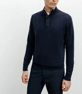 Zipped and buttoned pull 100% marine cashmere