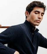 Pull col montant 100% cachemire marine - IZAC