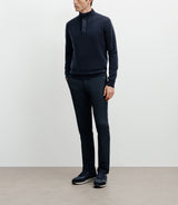 Zipped and buttoned pull 100% marine cashmere