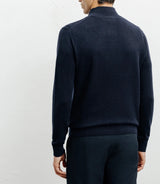 Zipped and buttoned pull 100% marine cashmere