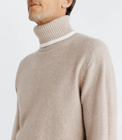 Pull col roulé beige - IZAC
