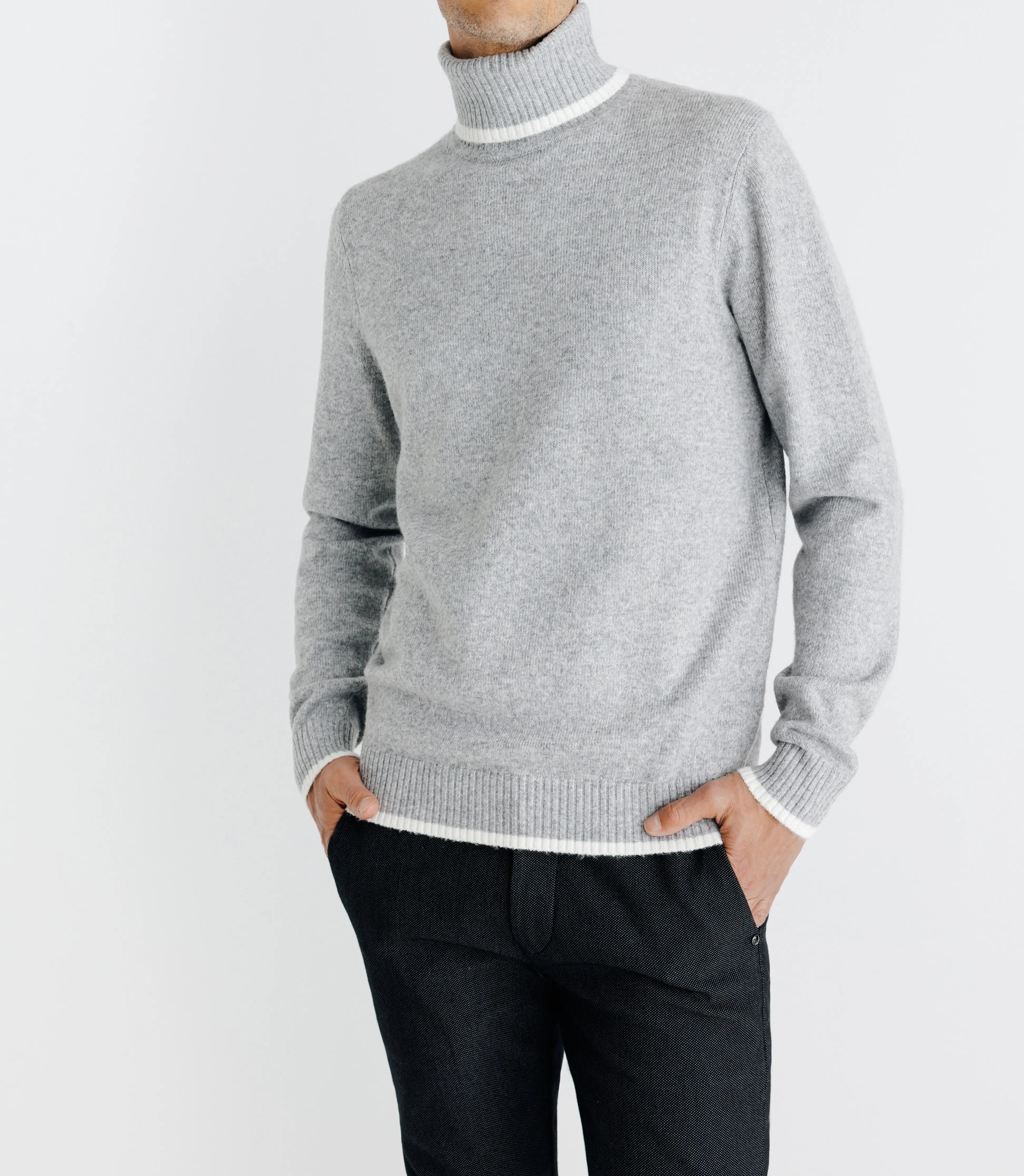 Pull col roulé gris - IZAC