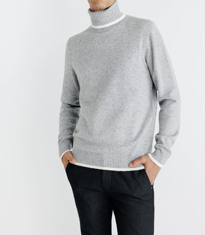 Pull col roulé gris - IZAC