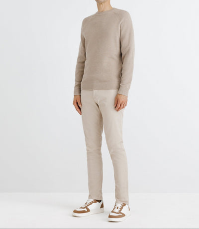 Pull col rond jeux de point beige - IZAC