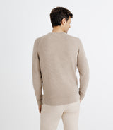 Pull col rond jeux de point beige