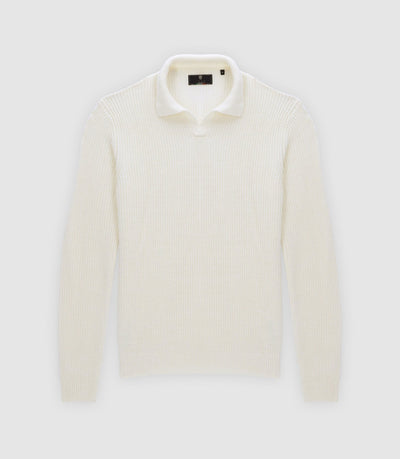 Pull col polo ouvert écru - IZAC