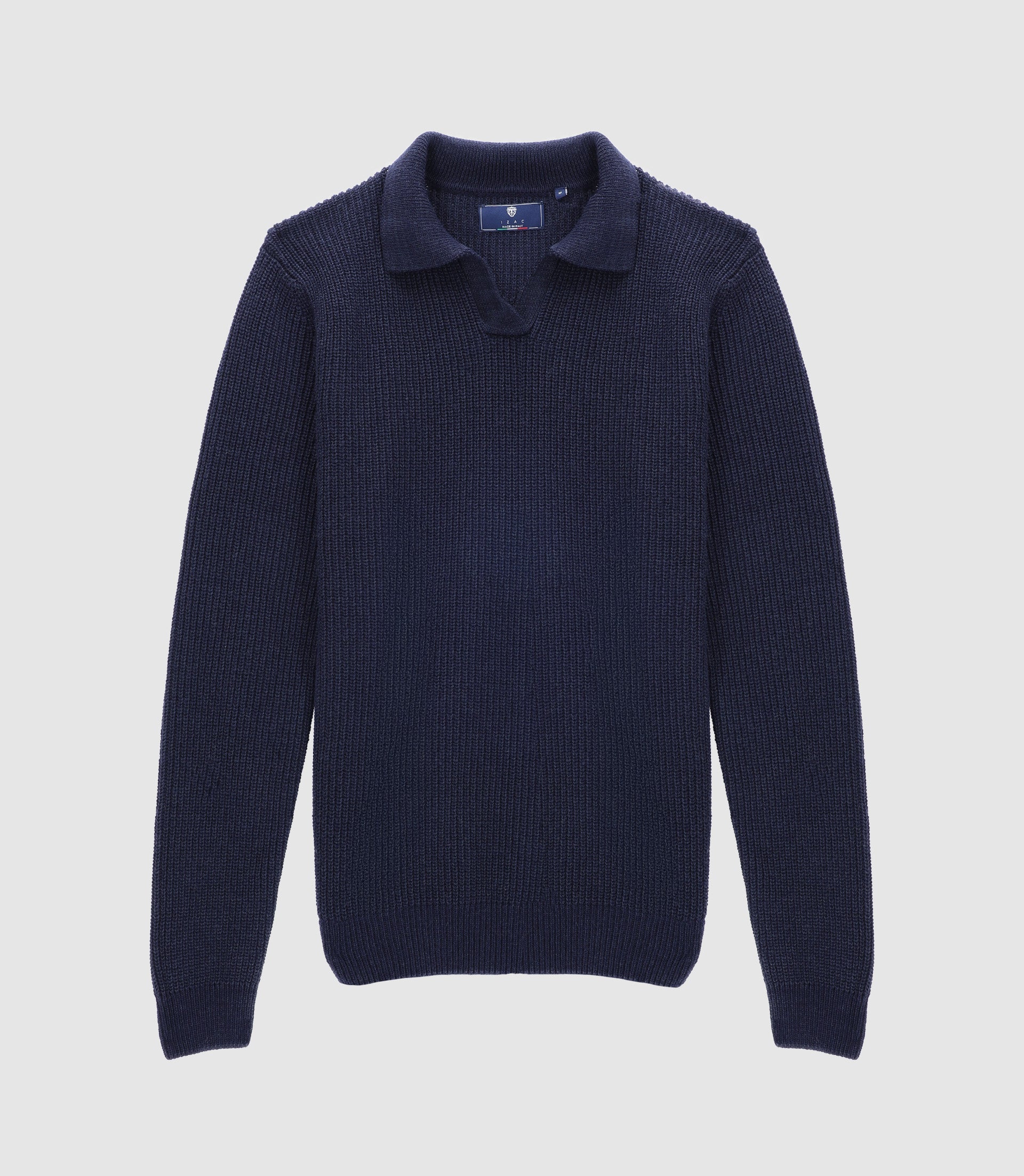 Pull col polo ouvert marine