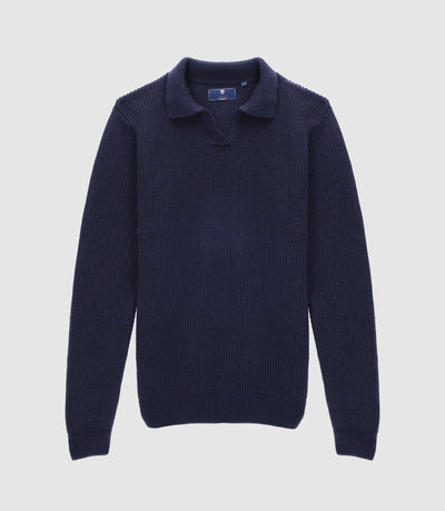 Pull col polo ouvert marine - IZAC