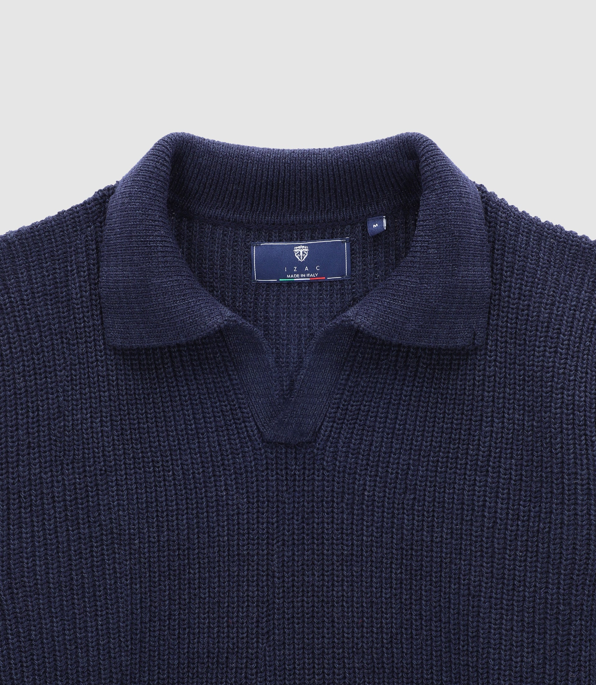 Pull col polo ouvert marine