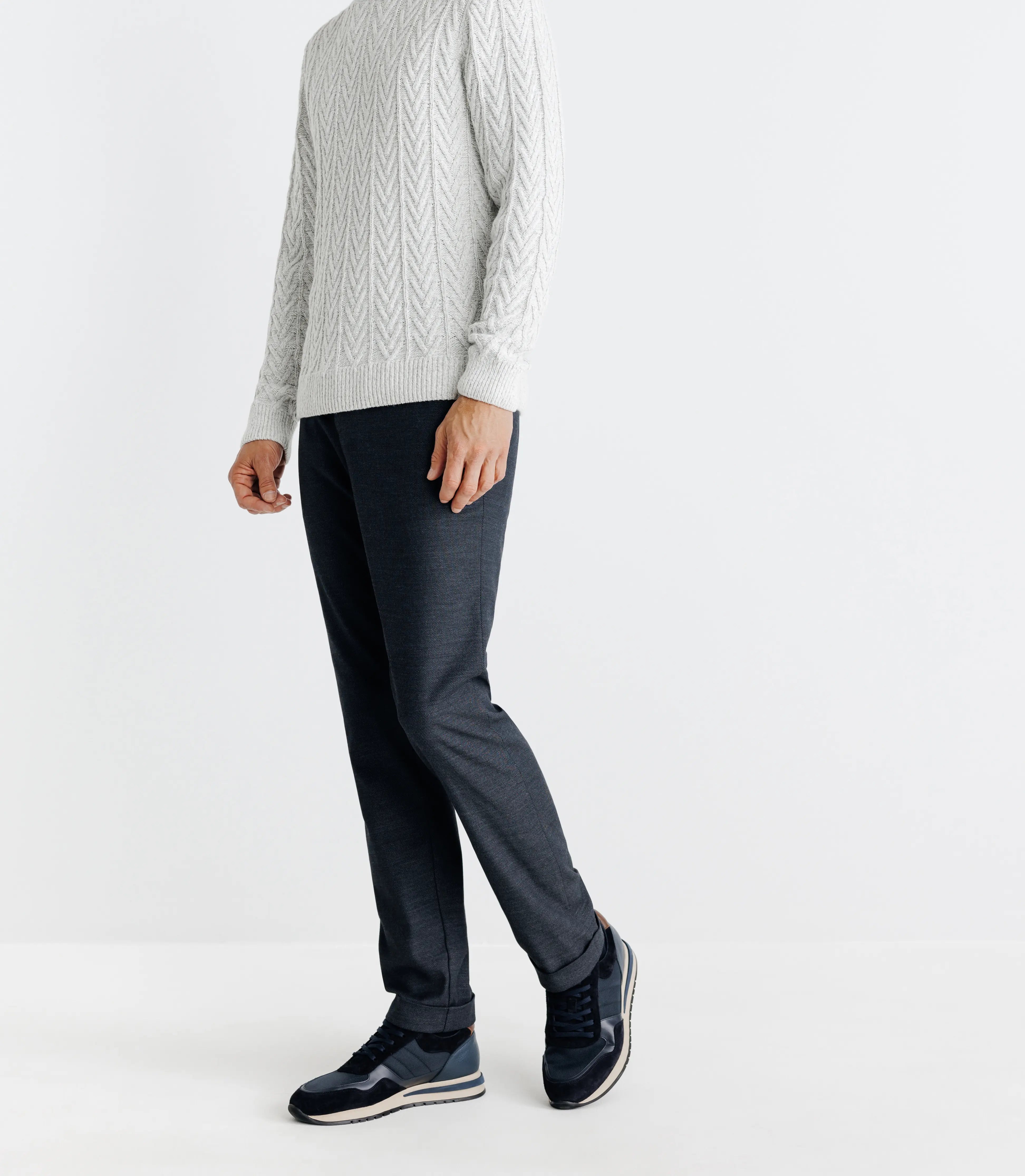 Pull col roulé torsadé gris - IZAC