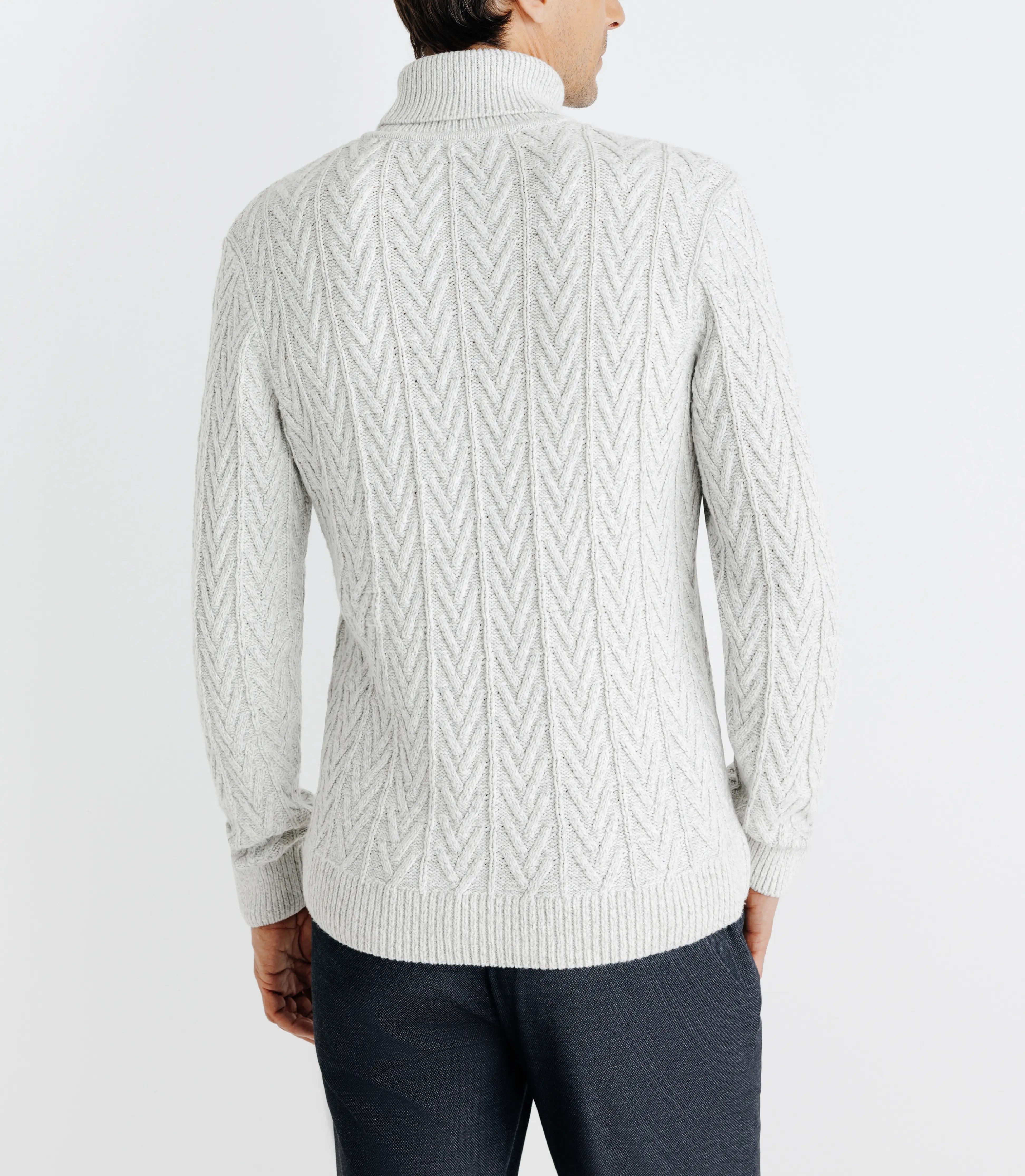 Pull col roulé torsadé gris - IZAC