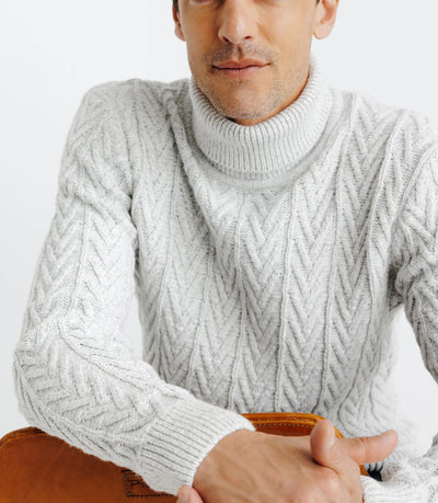 Pull col roulé torsadé gris - IZAC