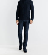 Pull col roulé torsadé marine - IZAC