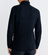 Pull col roulé torsadé marine - IZAC