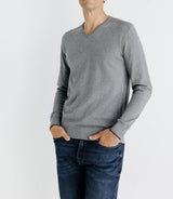 Pull col V manches longues gris - IZAC