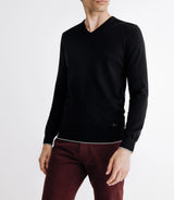 Pull col V manches longues noir - IZAC