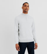 Wool sweater Merino with half gray zip