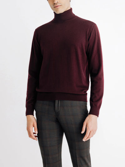 Pull col roulé bordeaux - IZAC