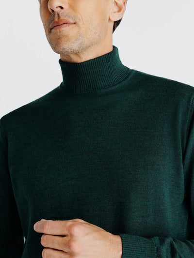 Pull col roulé vert fonce - IZAC